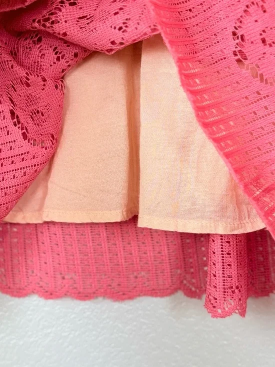 FREE PEOPLE 8 Rocco Dress in Cherry • Coral Pink Lace Fit & Flare Open Back Mini - Picture 5 of 11